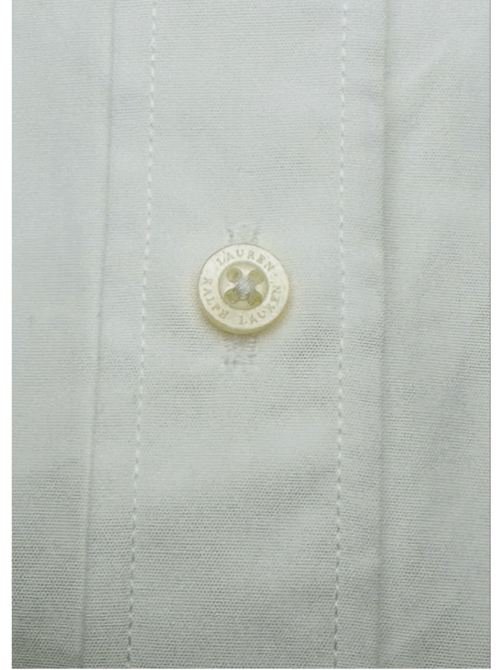 Lauren Ralph Lauren Women’s L White Cotton Shirt Gold Crest Logo Buttons - Picture 10 of 13